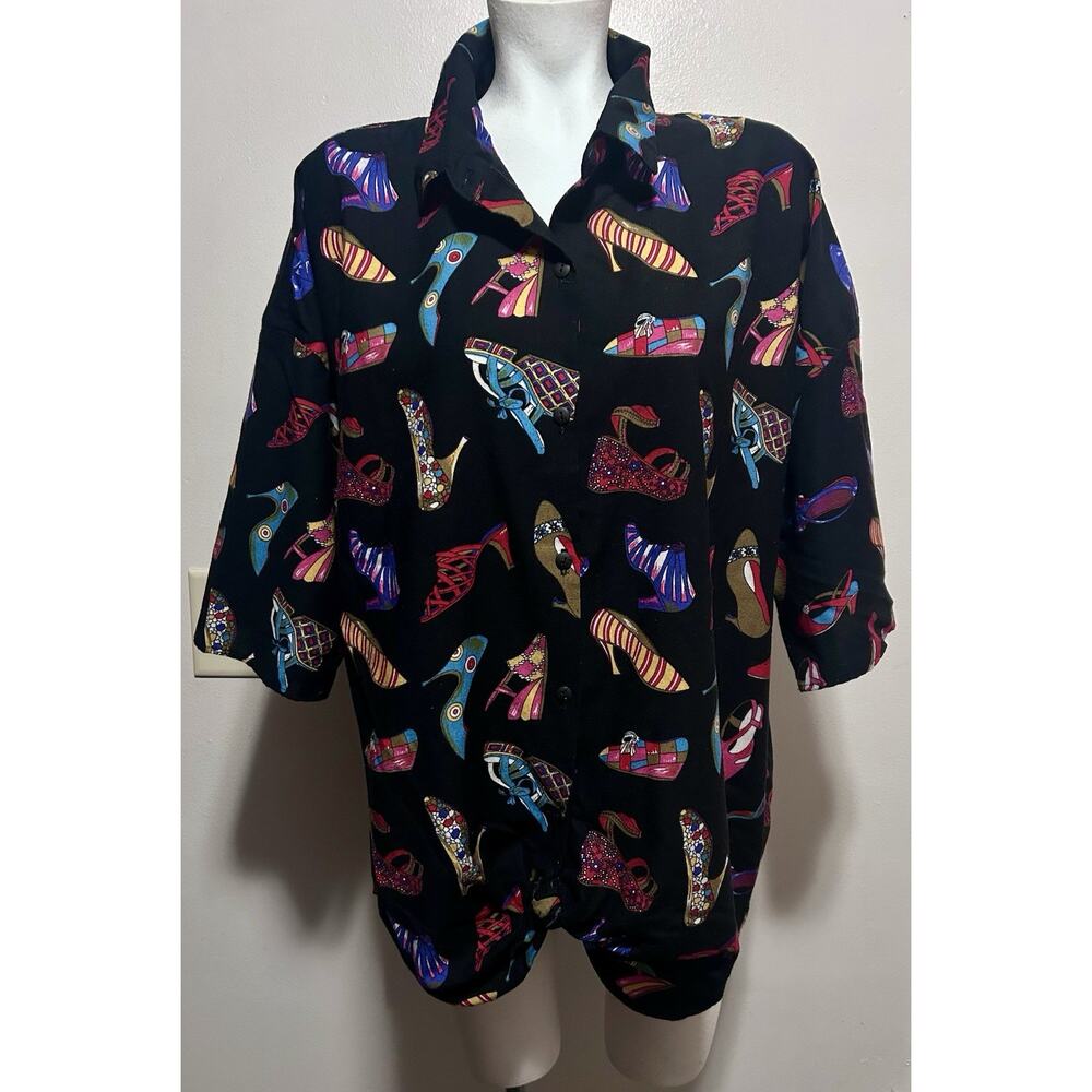 VTG California Connections Women's Button Up Shirt Plus Size 24 Made In USA 90s